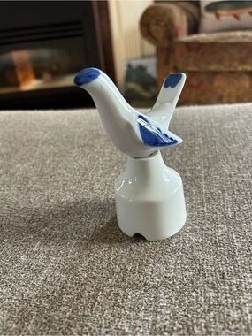 Vintage Royal Worcester Porcelain Pie Bird Funnel England Figurine Blue Accents